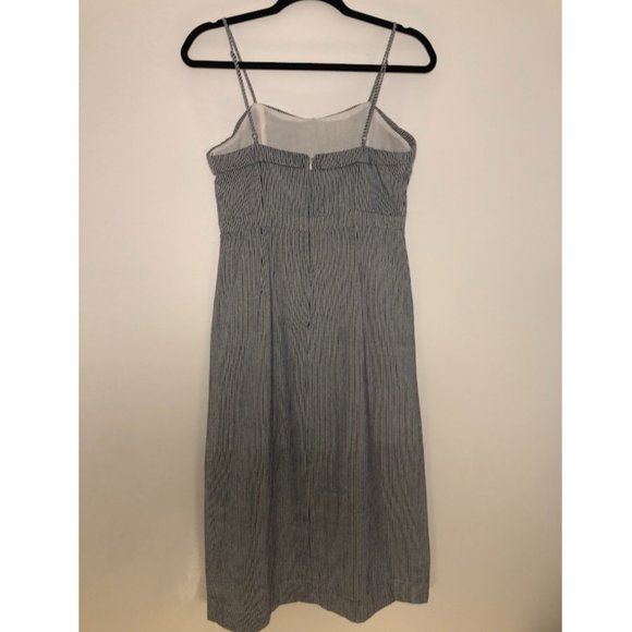 White & Navy Striped Midi Dress w/ Cutout - Size M - Picture 4 of 5